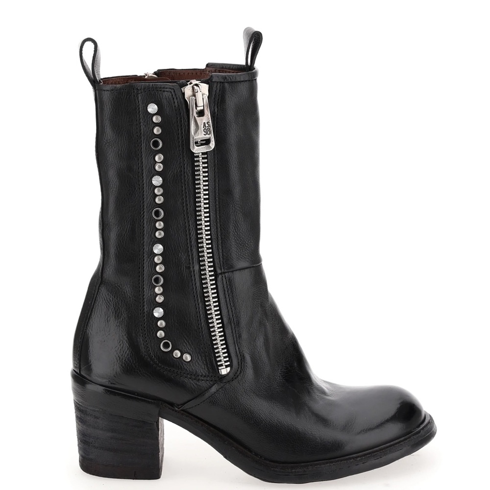 A.S.98 Italian Leather Booties black/Nero size 37 NIB